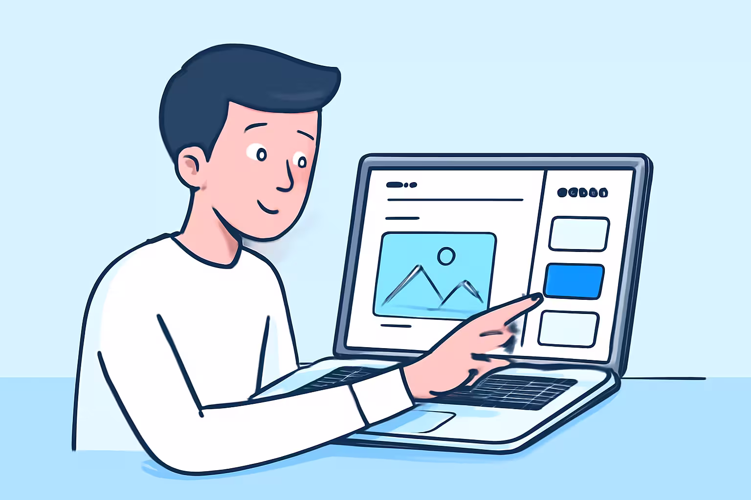 Step-by-step website builder illustration for beginners